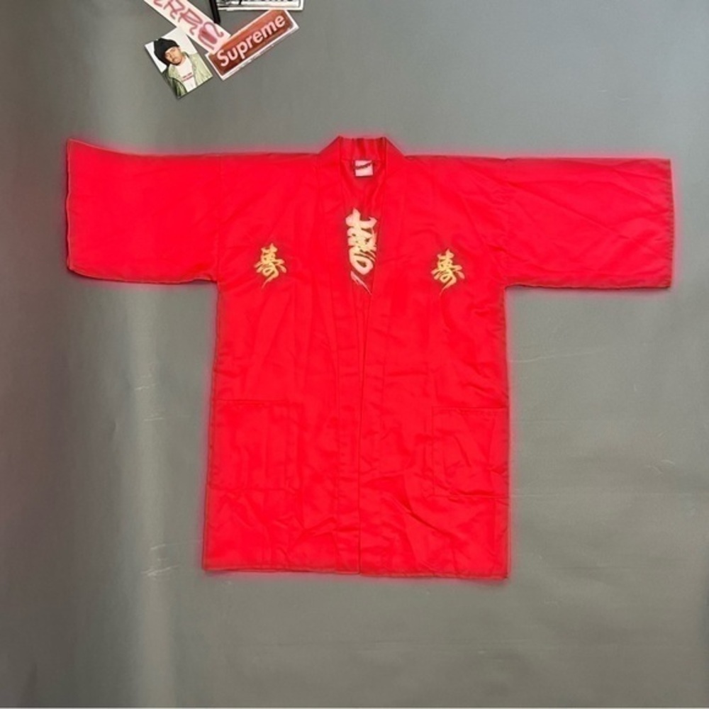 Vintage Japanese Silky Embroidered Double Sided Red Robe